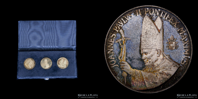 Vaticano. Set x 3. Medallas conmemorativas de Juan XXIII, Pablo VI, Juan Pablo I...