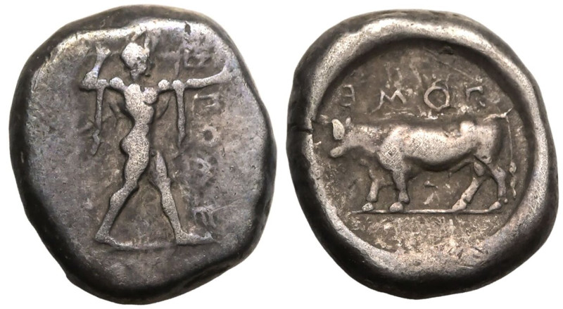 MAGNA GRAECIA. LUCANIA, POSEIDONIA. 
Silver Nomos, circa 470-445 BC. 
Obv: Pos...