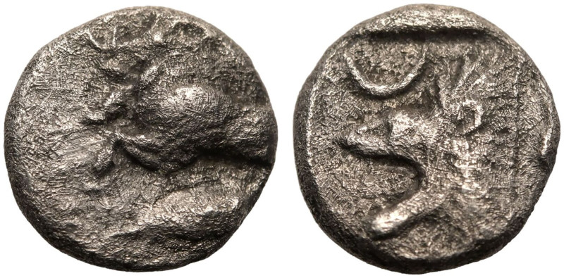 ANCIENT GREECE. MYSIA, KYZIKOS. 
Silver Obol, circa 450-400 BC. 
Obv: forepart...