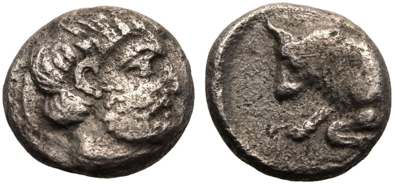 ANCIENT GREECE. SATRAPS OF KARIA. Hekatomnos. 
Silver Diobol, circa 392-376 BC....