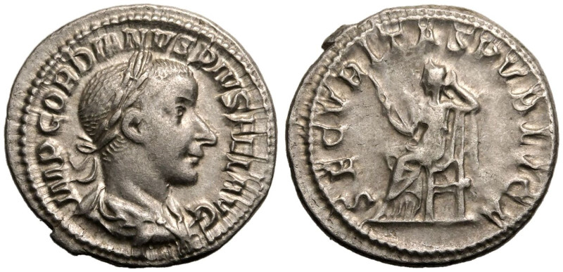 ROMAN EMPIRE. Gordian III. 
Silver Denarius, AD 241. Rome. 
Obv: IMP GORDIANVS...