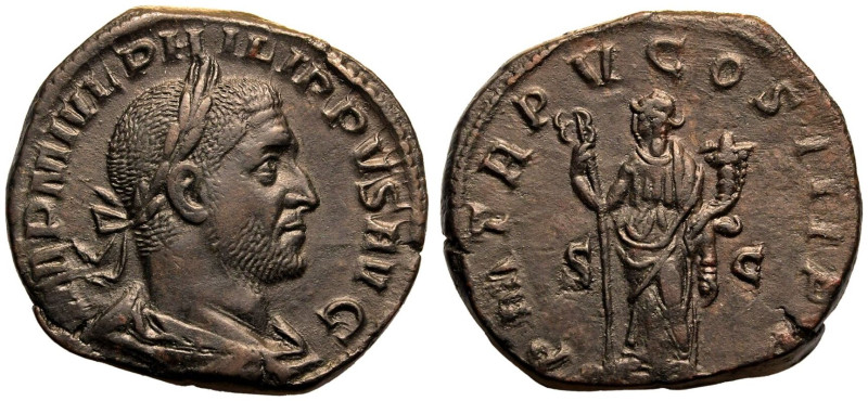 ROMAN EMPIRE. Philip I. 
Bronze Sestertius, AD 248. Rome. 
Obv: IMP M IVL PHIL...