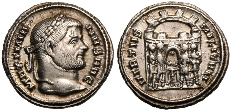 ROMAN EMPIRE. Maximian. 
Silver Argenteus, AD 294-295. Siscia. 
Obv: MAXIMIANV...