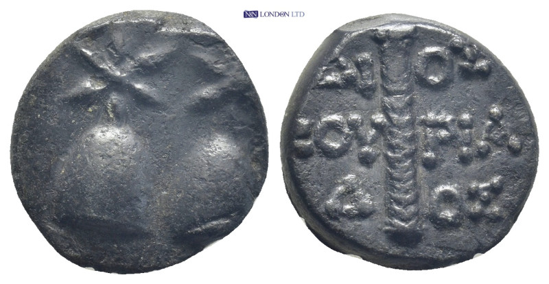 COLCHIS. Dioscurias. Ae (16mm, 4.0 g) (Late 2nd century BC). Obv: Caps of the Di...
