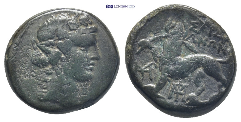 LYDIA, Sardes. (2nd-1st centuries BC). AE. (17mm, 4.8 g) Obv: Head of Dionysos, ...