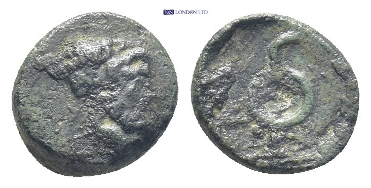 MYSIA, Pergamon. Circa 133-27 BC. Æ (9mm, 0.8 g). Laureate head of Asklepios rig...