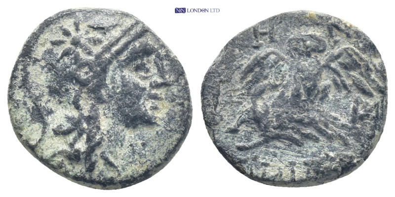 MYSIA. Pergamon. Ae (16mm, 2.6 g) (Circa 200-133 BC). Obv: Helmeted head of Athe...
