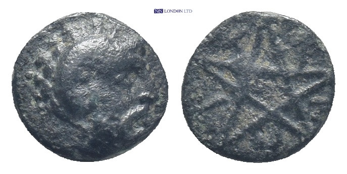 MYSIA. Pitane. (Circa 4th-3rd centuries BC). AE Bronze (8mm 0.7 g) Obv: Head of ...