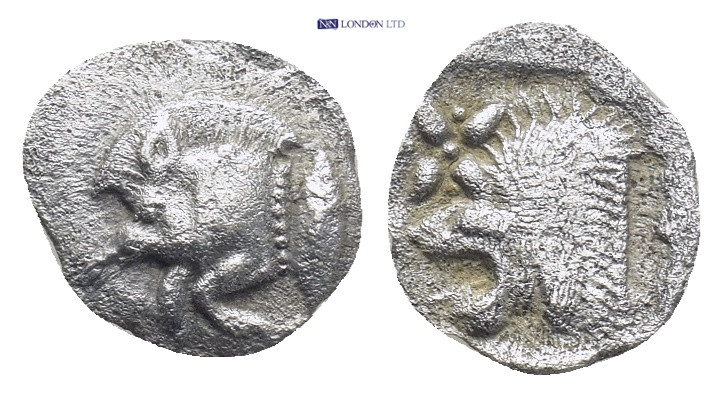 Mysia. Kyzikos circa 525-475 BC. Hemiobol AR (9mm, 0,34 g) Forepart of boar to l...