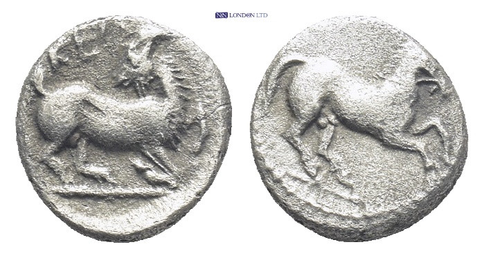 CILICIA, Kelenderis. 3rd century BC. AR Obol (9mm, 0.8 g). Goat kneeling right, ...