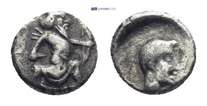 CILICIA, Uncertain. 351-338 BC. AR Tetartemorion (5mm, 0.16 g). Persian king in ...