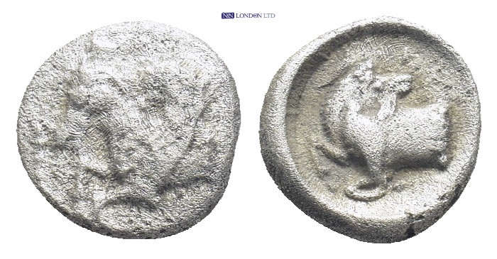 Cilicia, Kelenderis AR Hemiobol. (8mm, 0.76 g) Circa 425-400 BC. Forepart of Peg...