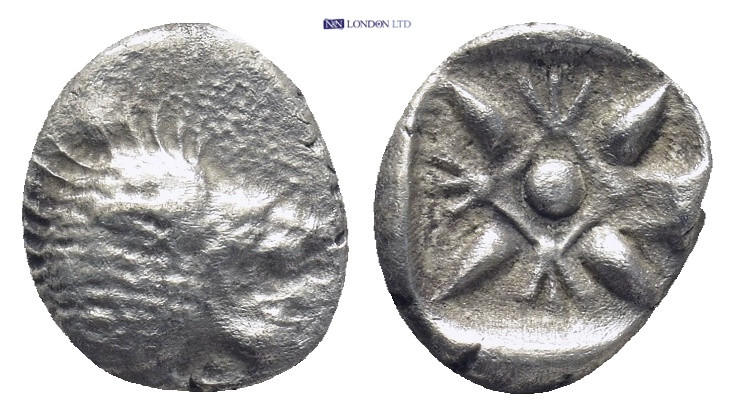 IONIA. Miletus. Ca. late 6th-5th centuries BC. AR obol (10mm, 1.0 g). Milesian s...