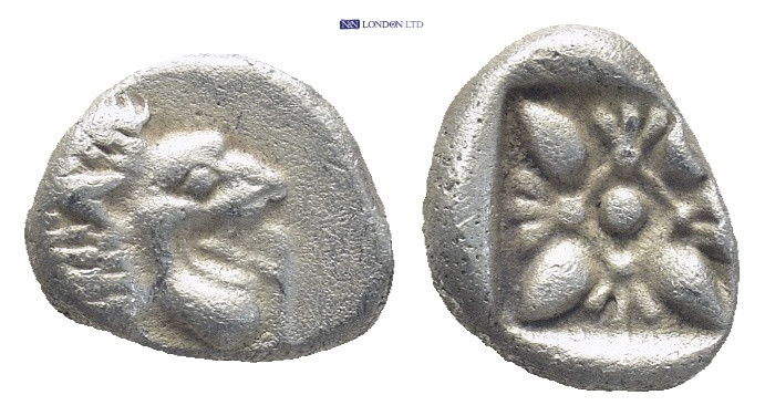 IONIA. Miletus. Ca. late 6th-5th centuries BC. AR obol (9mm, 1.2 g). Milesian st...