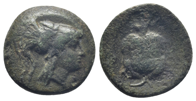 Pamphylia, Side, 1st century BC. Æ (17mm, 3.4 g). Helmeted head of Athena r. R/ ...