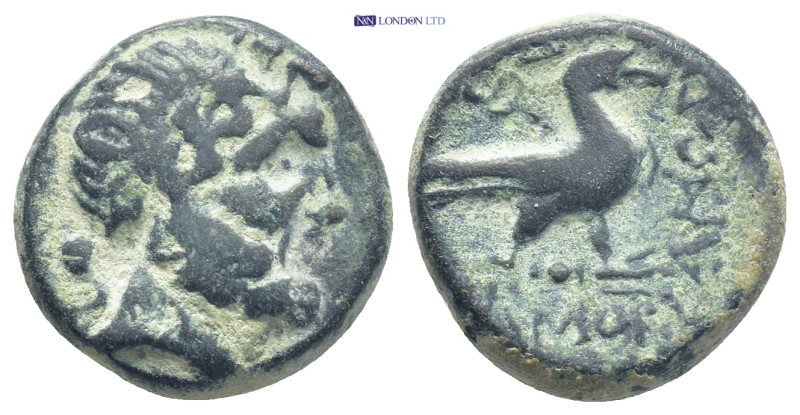 Phrygia, Amorion, ca. 2-1 cent. BC, AE (17mm, 6.58 g) Laureate head of Zeus righ...