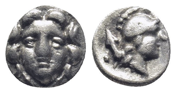 PISIDIA. Selge. Ca. 4th century BC. AR obol (9mm, 0.7 g). Ca. 300-190 BC. Head o...