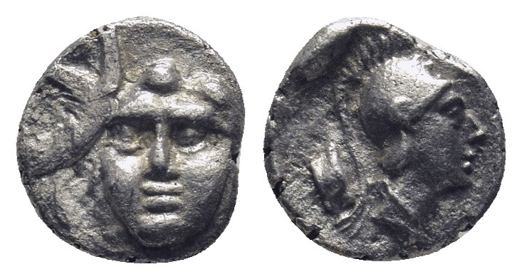 Pisidia. Selge circa 350-300 BC. Obol AR (9mm, 0.9 g) Facing gorgoneion / Head o...