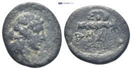 Pontos. Amisos. Time of Mithradates VI Eupator circa 85-65 BC. Bronze Æ (20mm., 4.1 g). Wreathed head of Dionysos right / AMIΣOY, thyrsos.