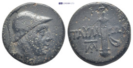 PONTOS. Taulara. Ae (20mm, 7.3 g) (Circa 111-90 BC). Obv: Helmeted male head (Ares?) right. Rev: TAYΛA-PΩN. Sword in sheath; monogram to lower left.
