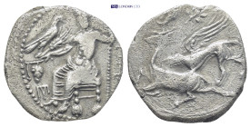 Kings of Cappadocia. Gaziura. Ariarathes I 333-322 BC. Drachm AR (18mm, 4.9 g) Baaltars seated left on throne, head facing, holding lotus-tipped scept...