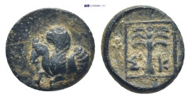 Troas, Skepsis Æ (10mm, 1.0 g) Circa 400-310 BC. Forepart of Pegasos to right / Palm tree, Σ-K across fields; all within linear square.