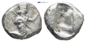 PERSIA. Achaemenidae. Darius I to Xerxes II, ca. 485-420 B.C. AR Siglos (14mm, 4.3 g) Persian hero-king in kneeling-running stance right, holding spea...