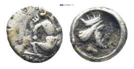 Persia. Achaemenid Empire. Uncertain mint. Uncertain king 500-400 BC. Tetartemorion AR (6mm, 0,23 g) Persian king or hero in kneeling-running stance t...