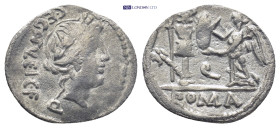 C. Egnatuleius C.f, 97 BC. AR, Denarius (18mm, 1.8 g). Rome. Obv: C EGNATVLEI C F. Laureate head of Apollo, right. Rev: ROMA. Victory, left, inscribin...