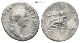 Vespasian AR Denarius. (17mm, 3.2 g) Rome, 73 AD. IMP CAES VESP AVG CEN, laureate head right / SALVS AVG, Salus seated left, holding patera.
