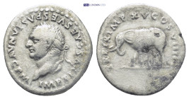 Titus, A.D. 79-81 TITUS, A.D. 79-81. AR Denarius (17mm, 2.9 g), Rome Mint, A.D. 80. "IMP TITVS CAES VESPASIAN AVG P M" Laureate head of Titus facing l...