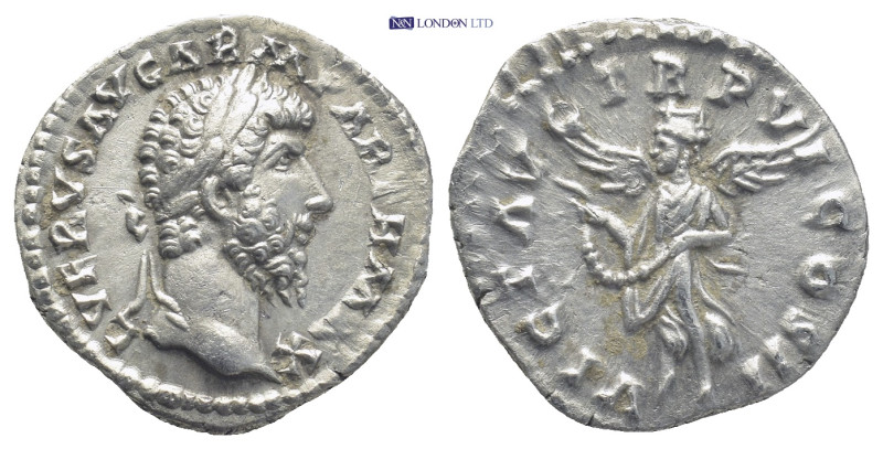 Lucius Verus, 161-169. Denarius (17mm, 3.4 g), Rome, 165-166. L VERVS AVG ARM PA...