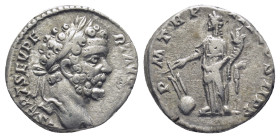 Septimius Severus (AD 193-211). AR denarius (16mm, 3.9 g). Rome, AD 196-197. L SEPT SEV PERT AVG IMP VIII, laureate head of Septimius Severus right / ...