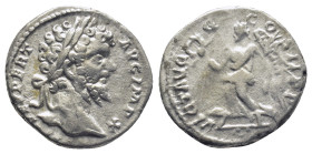 Septimius Severus AR Denarius. (16mm, 3.1 g) Rome, AD 197-198. L SEPT SEV PERT AVG IMP X, laureate head to right / VICT AVGG COS II P P, Victory advan...