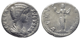 Julia Domna. Denarius. (17mm, 3.3 g) 199 AD. Laodicea. Rev.: VENVS FELIX. Venus standing front, head left holding apple.