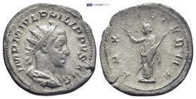 Philip II, as Caesar (AD 247-249). AR antoninianus (22mm, 2.9 g). Rome. IMP M IVL PHILIPPVS AVG, radiate, draped, and cuirassed bust of Philip II righ...