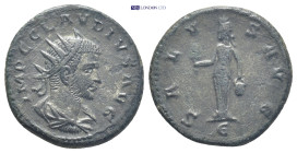 Claudius II Gothicus. A.D. 268-270. Æ antoninianus (19mm, 3.9 g). Antioch, A.D. 268/9. IMP C CLAVDIVS AVG, radiate, draped and cuirassed bust of Claud...