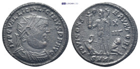 Licinius I, AD 308-324. AE, Follis. (20mm, 2.7 g) Heraclea. Obv: IMP C VAL LICIN LICINIVS P F AVG. Bust of Licinius, radiate, draped, cuirassed, right...