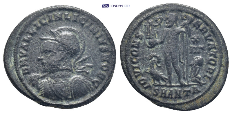 Licinius II (Caesar, 317-324). Æ Follis (21mm, 3.0 g). Antioch, 321-3. Helmeted ...