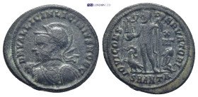Licinius II (Caesar, 317-324). Æ Follis (21mm, 3.0 g). Antioch, 321-3. Helmeted and cuirassed bust l., holding spear over should, shield on l. arm. R/...