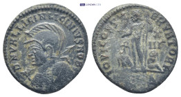 Licinius II, Caesar (317-324 AD). Kyzikos AE Follis (19mm, 3.0 g) Obv: D N VAL LICIN LICINIVS NOB C Helmeted and cuirassed bust of Licinius II to left...