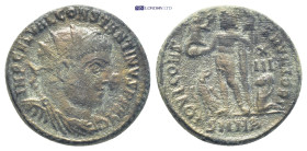 Constantine I AE follis. (17mm, 3.3 g) 321-324 AD. IMP C FL VAL CONSTANTINVS PF AVG, radiate, draped and cuirassed bust right. / IOVI CONSERVATORI, Ju...