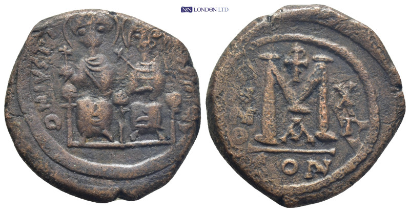 Justin II, Sophia. 565-578. AE, Follis. (27mm, 13.5 g). Constantinople. Dated RY...