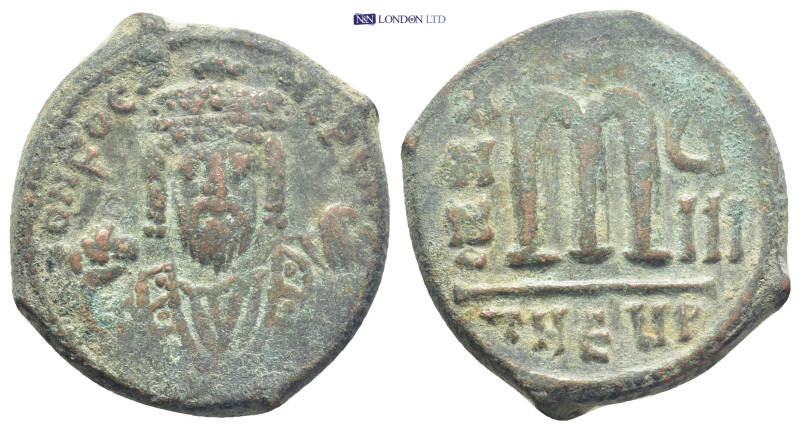 PHOCAS, 602-610 AD. AE, Follis. (24mm, 10.1 g) Theoupolis (Antioch). Dated RY 8 ...