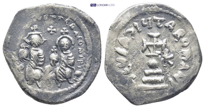 Heraclius, with Heraclius Constantine. 610-641. AR Hexagram (23mm, 6.5 g) Consta...