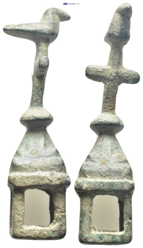 Bronze object with cross and bird on pyramid. (61mm, 24.9 g)