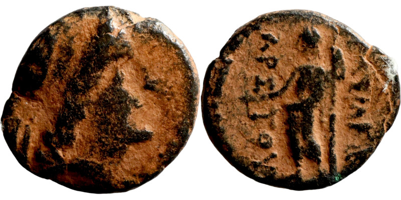 Greek bronze coin 1-4 Century

14mm 2,37g

Artificial sand patina
