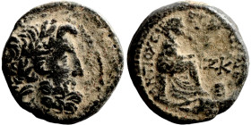 Pseudo-autonomous issue, time of Augustus, 27 BC-14 AD. Ae P. Quinctilius Varus, governor under Augustus 7/6 BC. Laureate head of Zeus to right. Rev. ...