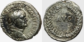 Vespasian augustus, 69 - 79. Ephesus. Denarius 70, AR 3.54 g. IMP CAESAR VESPAS AVG COS II TR P P P Laureate head r. Rev. AVG / ΦY within wreath. C –....