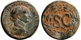 Trajan. (98-117 AD). Æ Bronze. Syria. Antioch. Obv: laureate bust of Trajan right. Rev: SC in laurel-wreath

27mm 15,03g